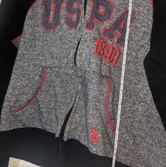 US Polo Association sherpa-lined hoodie jacket kids sz 10/12 - Picture 2 of 3